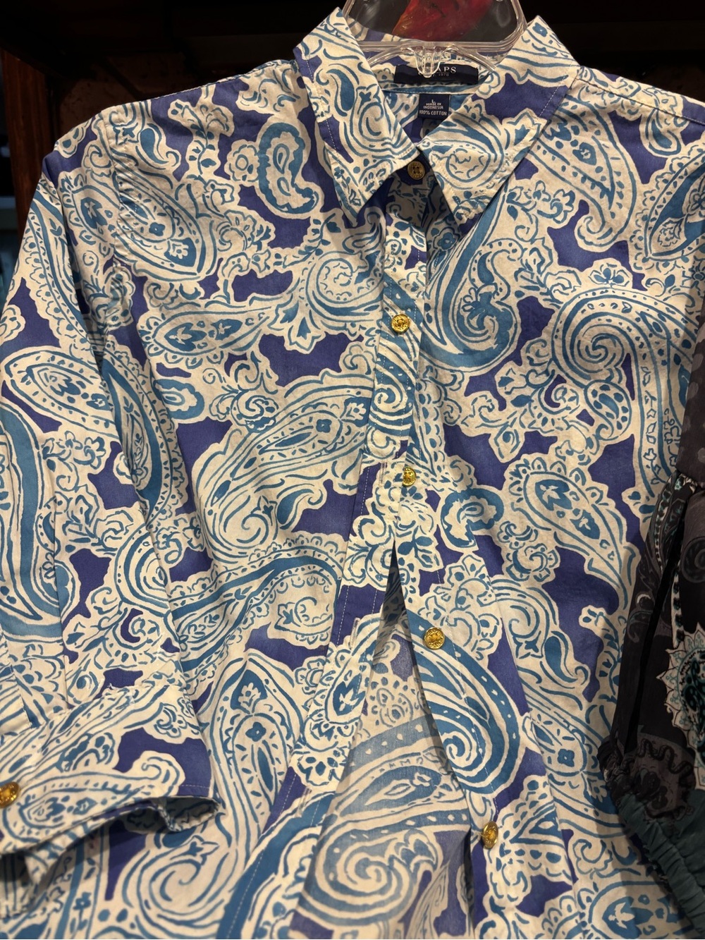 Chaps Blue and White Paisley Button-Down Shirt